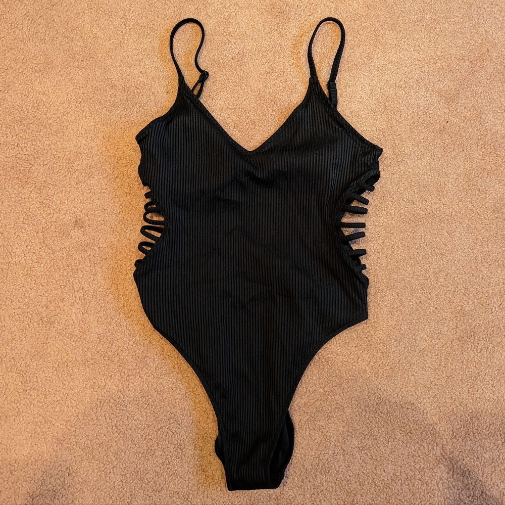 Victoria's Secret Pink One Piece Bathing Suit with Cut Outs Black Size M